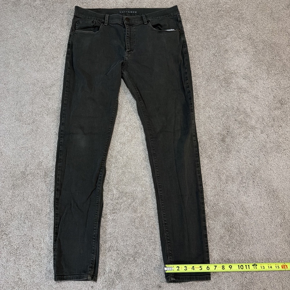 Mott & Bow Skinny Fit Pants Mens 33(34)x32 Green Stretch Chino 5-Pocket - Picture 4 of 10